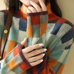 Andrea Color Block Plaid Knit Sweater