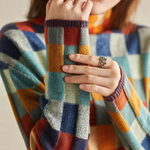 Andrea Color Block Plaid Knit Sweater