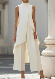 Annika Asymmetric High-Collar Two-Piece Set