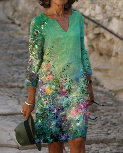 Anja Long Sleeve Abstract Print Shift Dress