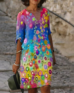 Anja Long Sleeve Abstract Print Shift Dress
