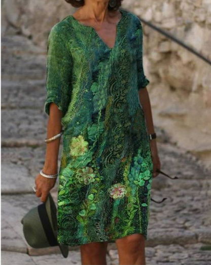 Anja Long Sleeve Abstract Print Shift Dress