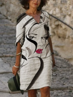Anja Long Sleeve Abstract Print Shift Dress