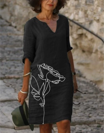 Anja Long Sleeve Abstract Print Shift Dress