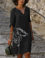 Anja Long Sleeve Abstract Print Shift Dress