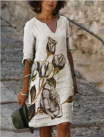 Anja Long Sleeve Abstract Print Shift Dress