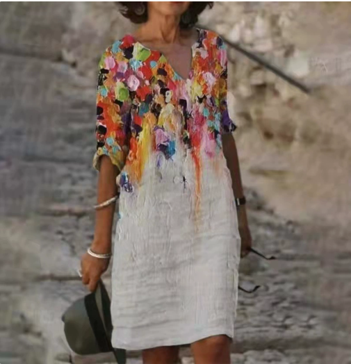 Anja Long Sleeve Abstract Print Shift Dress