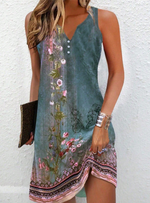 Theresa Abstract Print V-Neck Casual Dress