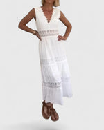 Emilia Sleeveless Lace-Trim V-Neck Midi Dress