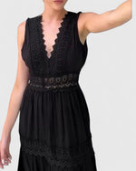 Emilia Sleeveless Lace-Trim V-Neck Midi Dress