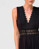 Emilia Sleeveless Lace-Trim V-Neck Midi Dress