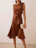 Beatrice Draped Asymmetric Midi Dress