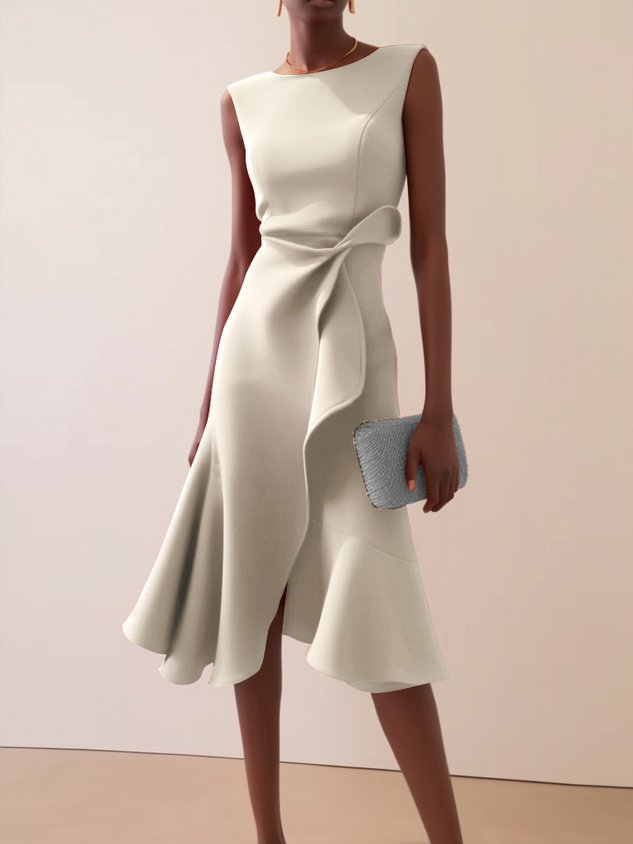 Beatrice Draped Asymmetric Midi Dress