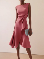 Beatrice Draped Asymmetric Midi Dress