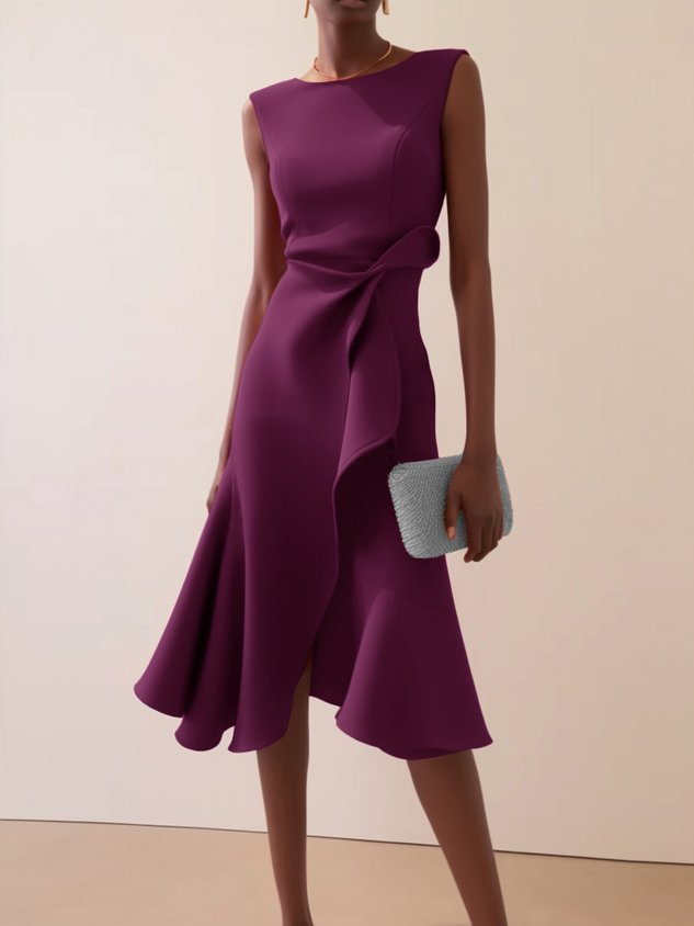 Beatrice Draped Asymmetric Midi Dress