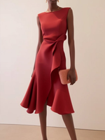 Beatrice Draped Asymmetric Midi Dress