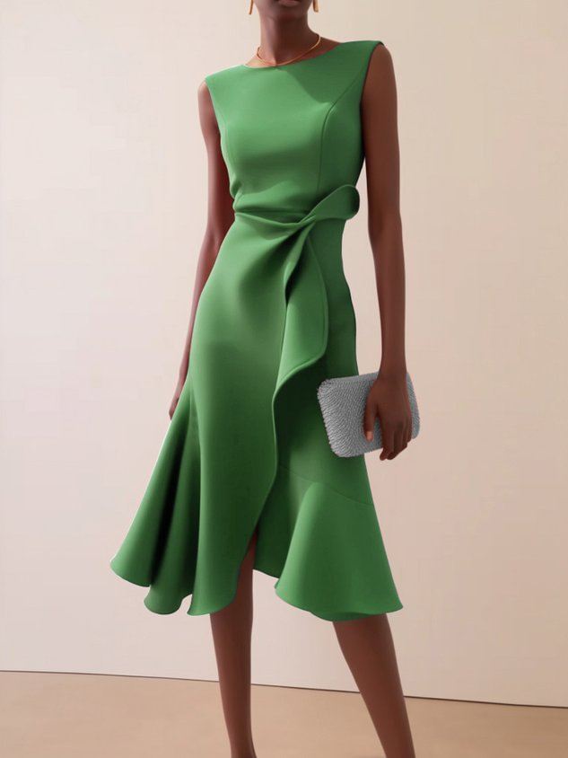 Beatrice Draped Asymmetric Midi Dress