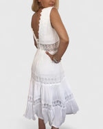 Emilia Sleeveless Lace-Trim V-Neck Midi Dress
