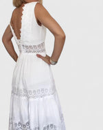 Emilia Sleeveless Lace-Trim V-Neck Midi Dress