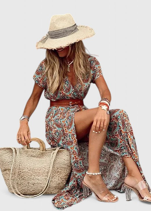 Anke Boho V-Neck Maxi Dress