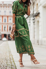 Boho Print Belted Midi Dress – Casual Summer Dress | Isabella