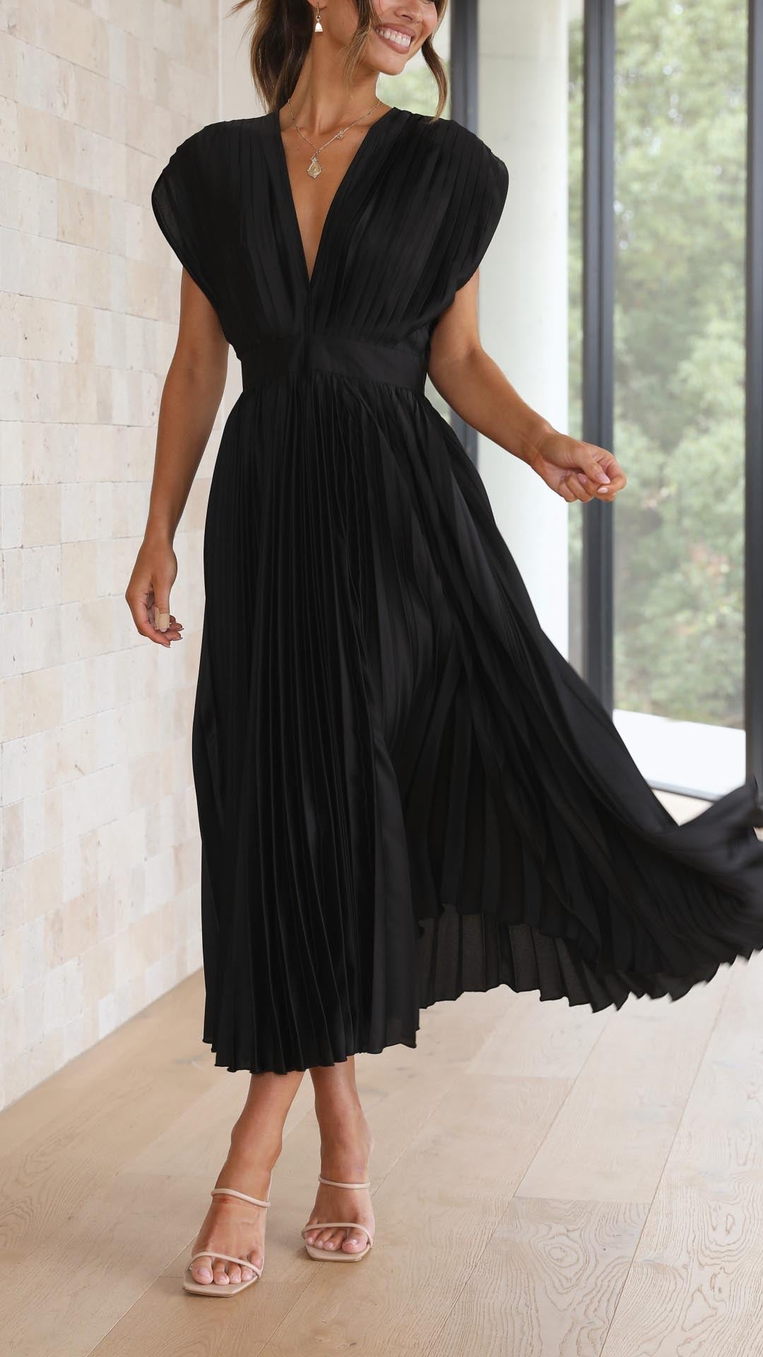 Tie Front Pleated Midi Dress – Casual Summer Dress | Juliette