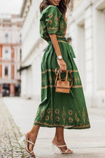 Boho Print Belted Midi Dress – Casual Summer Dress | Isabella