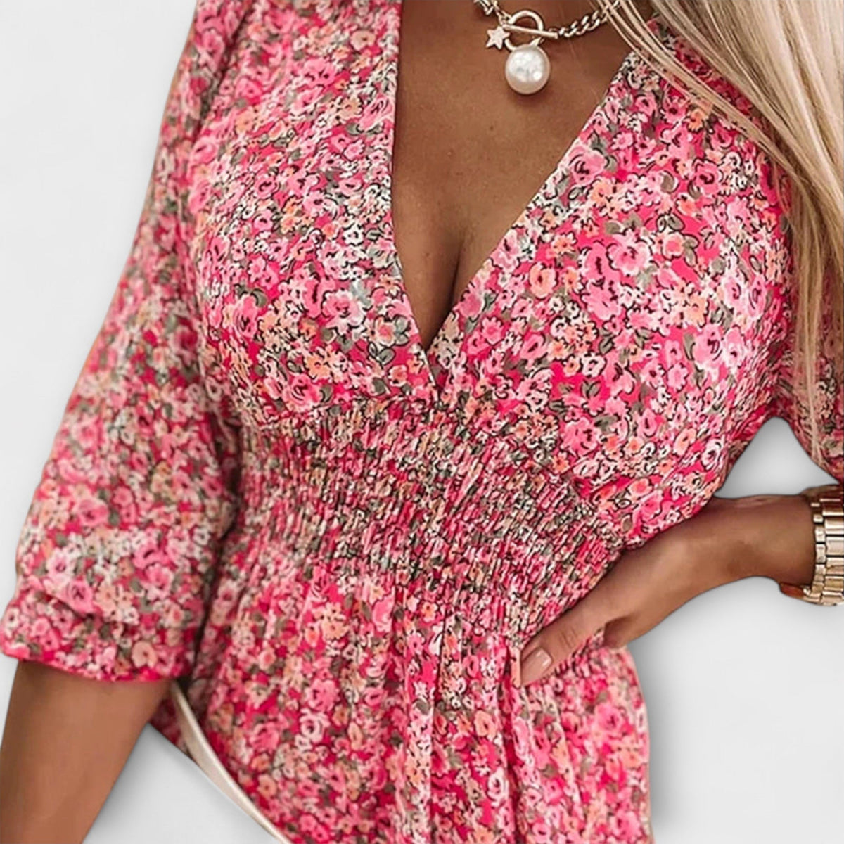 Floral Smocked Mini Dress – Casual Dress | Elara
