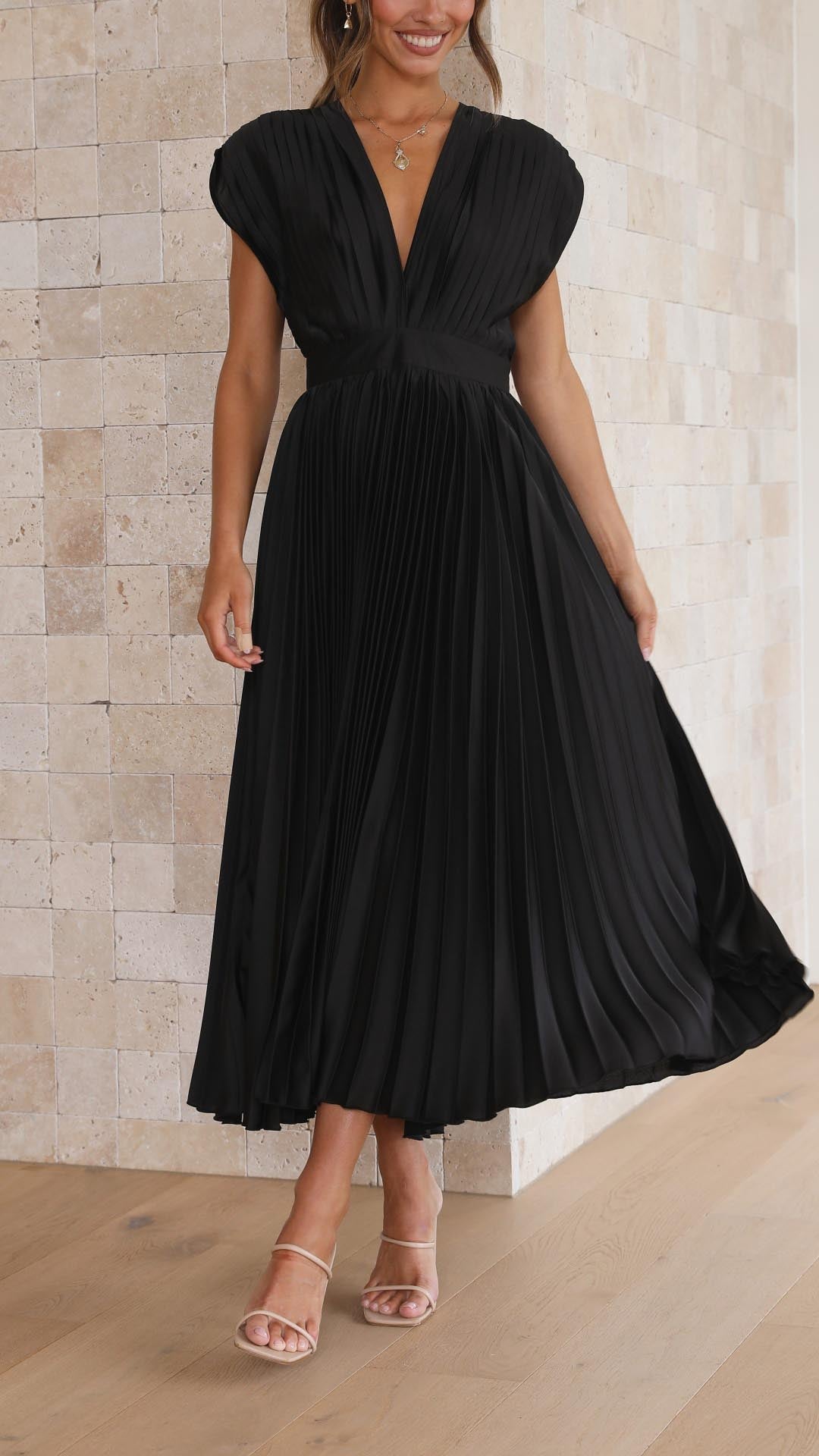 Tie Front Pleated Midi Dress – Casual Summer Dress | Juliette