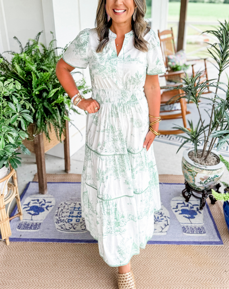 Printed Tiered Maxi Dress – Casual Dress | Eliana