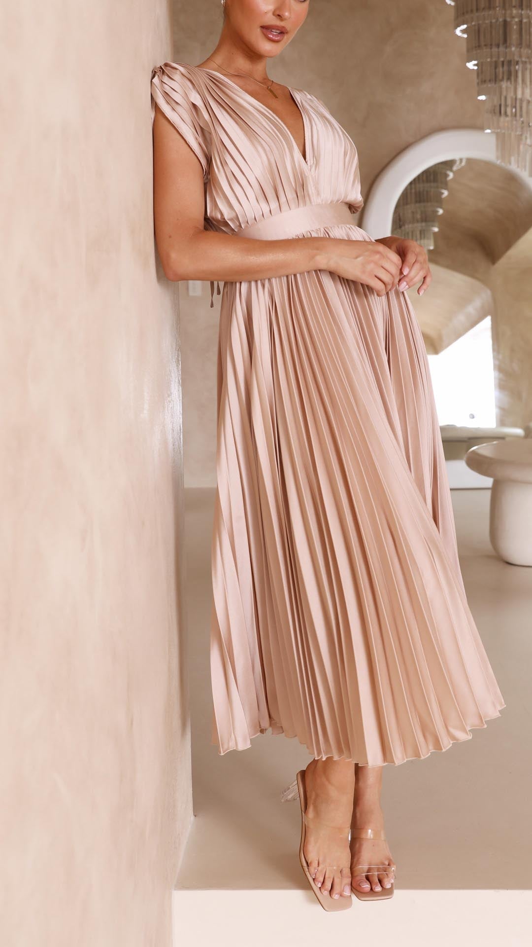 Tie Front Pleated Midi Dress – Casual Summer Dress | Juliette