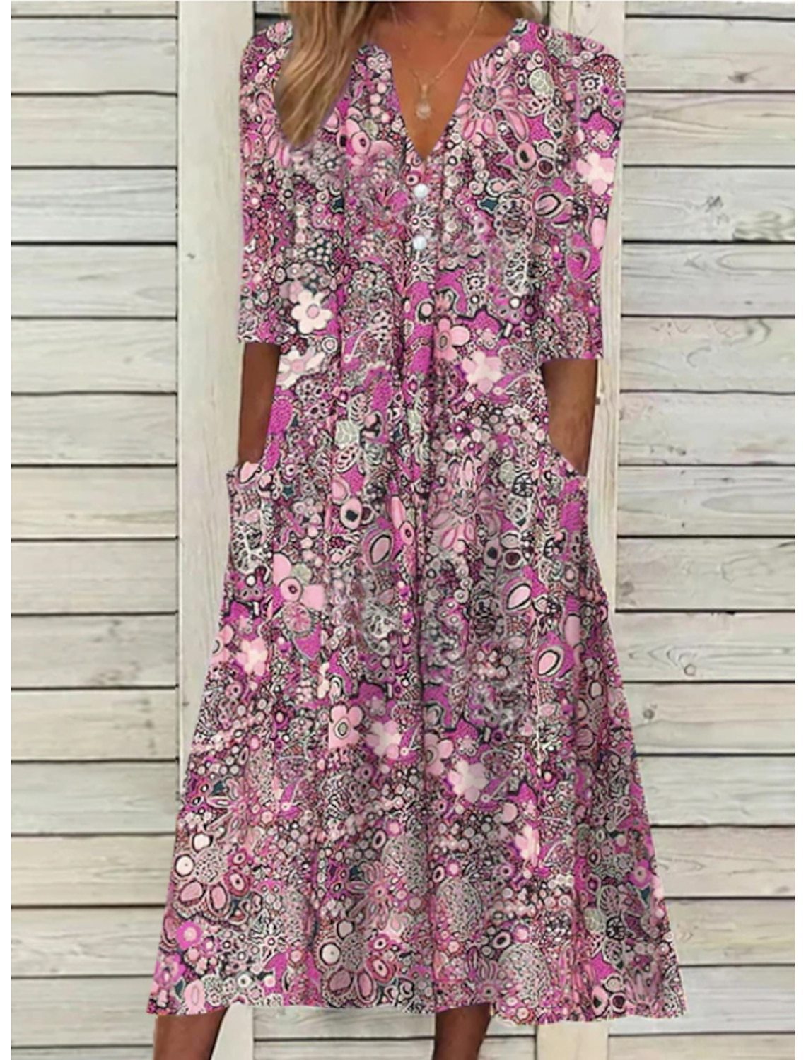 Floral Button-Down Maxi Dress – Elegant Dress | Serafina