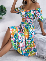 Floral Off-Shoulder Midi Dress – Summer Dress | Celeste