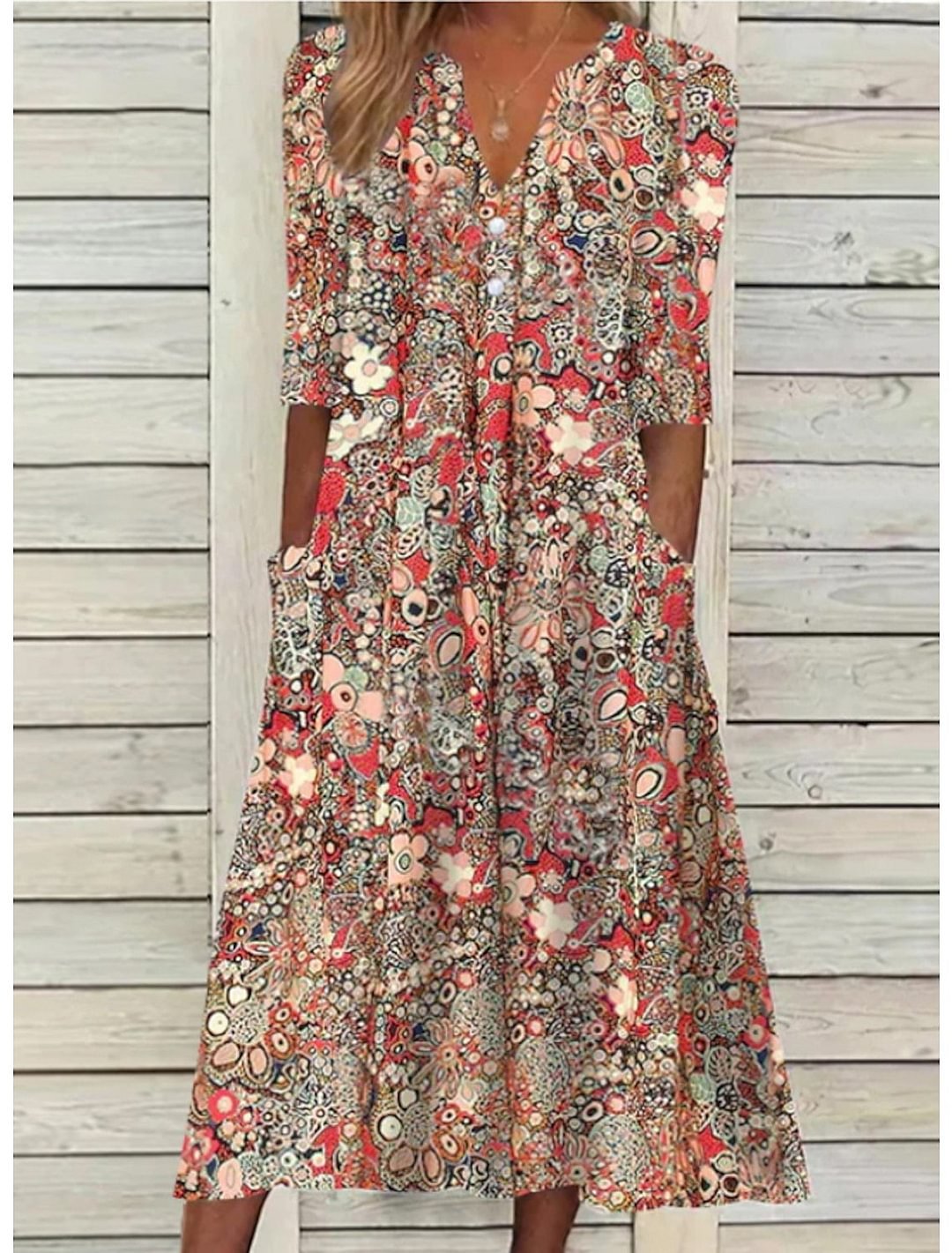 Floral Button-Down Maxi Dress – Elegant Dress | Serafina