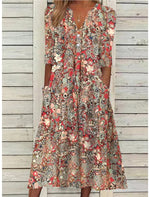 Floral Button-Down Maxi Dress – Elegant Dress | Serafina