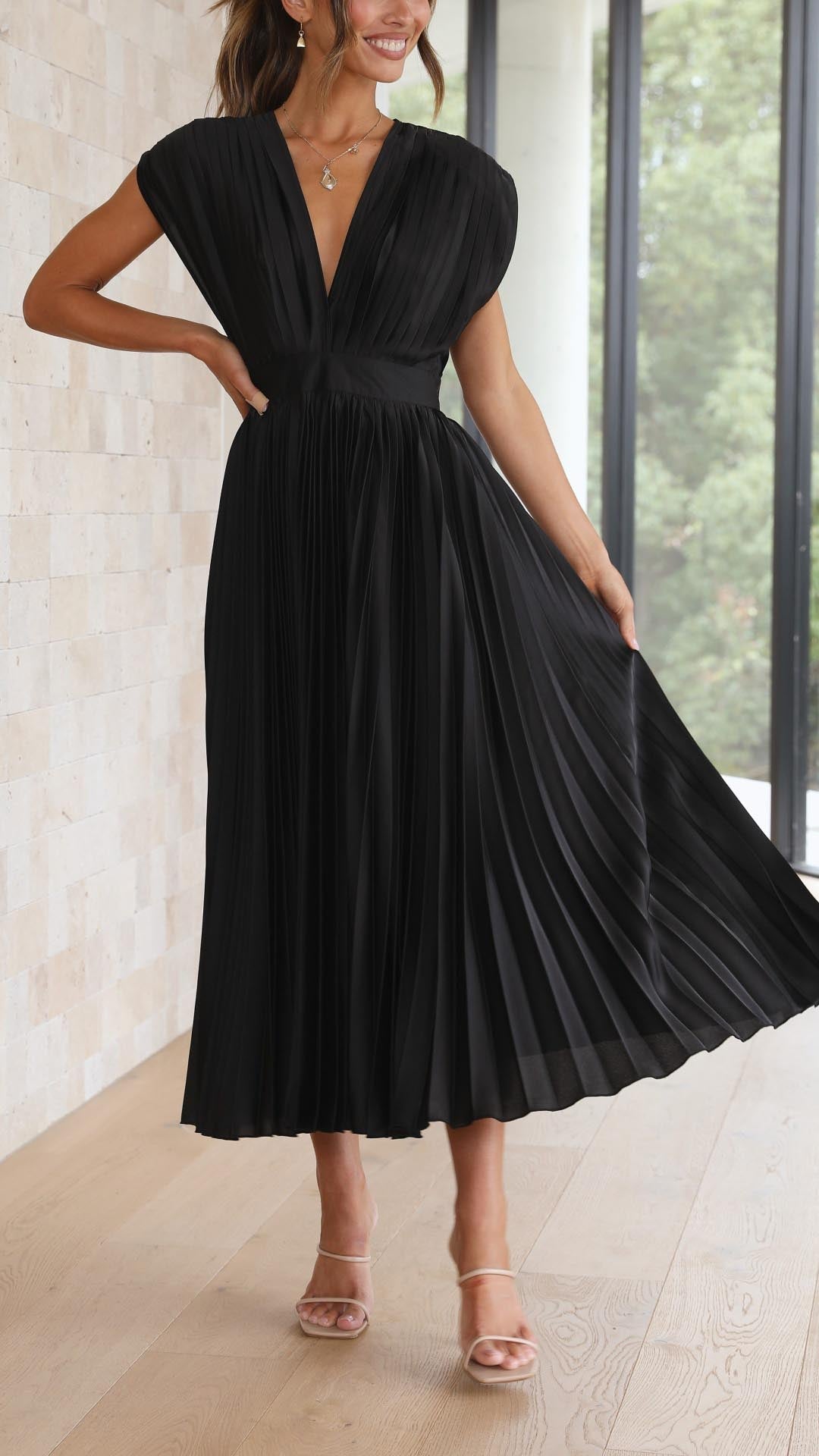 Tie Front Pleated Midi Dress – Casual Summer Dress | Juliette