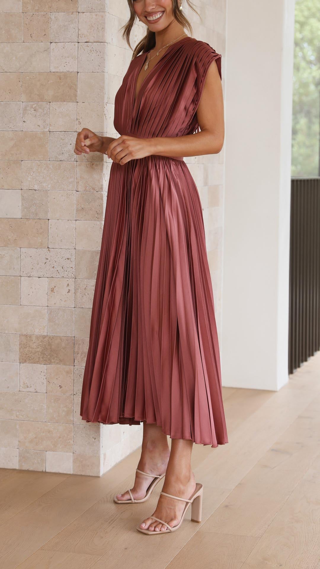Tie Front Pleated Midi Dress – Casual Summer Dress | Juliette