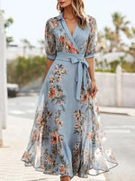 Floral Chiffon Wrap Maxi Dress – Wedding Guest Dress | Liora