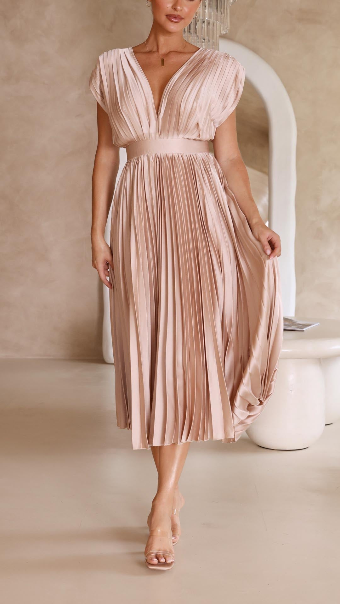 Tie Front Pleated Midi Dress – Casual Summer Dress | Juliette