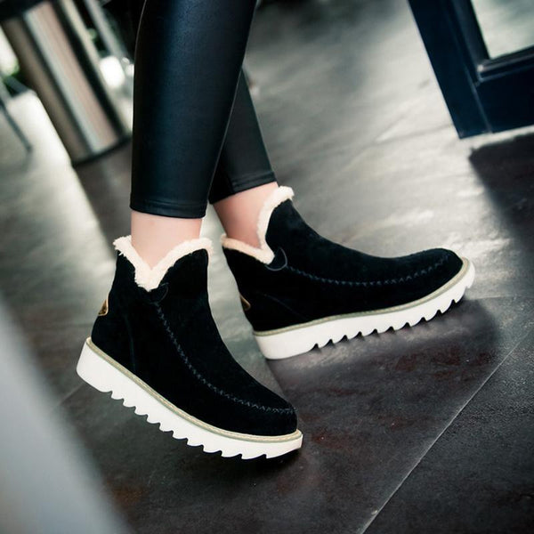 Elfriede Slip-On Platform Ankle Boots with Seam Details
