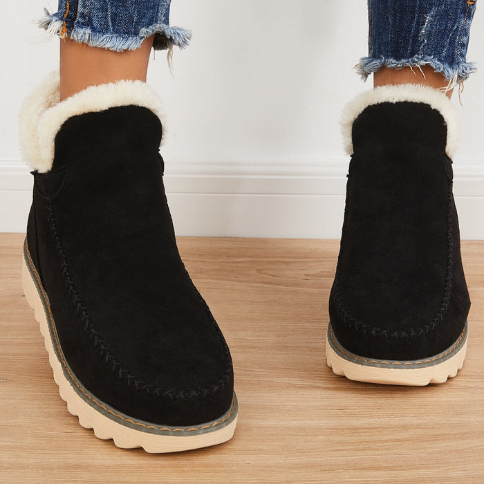 Elfriede Slip-On Platform Ankle Boots with Seam Details