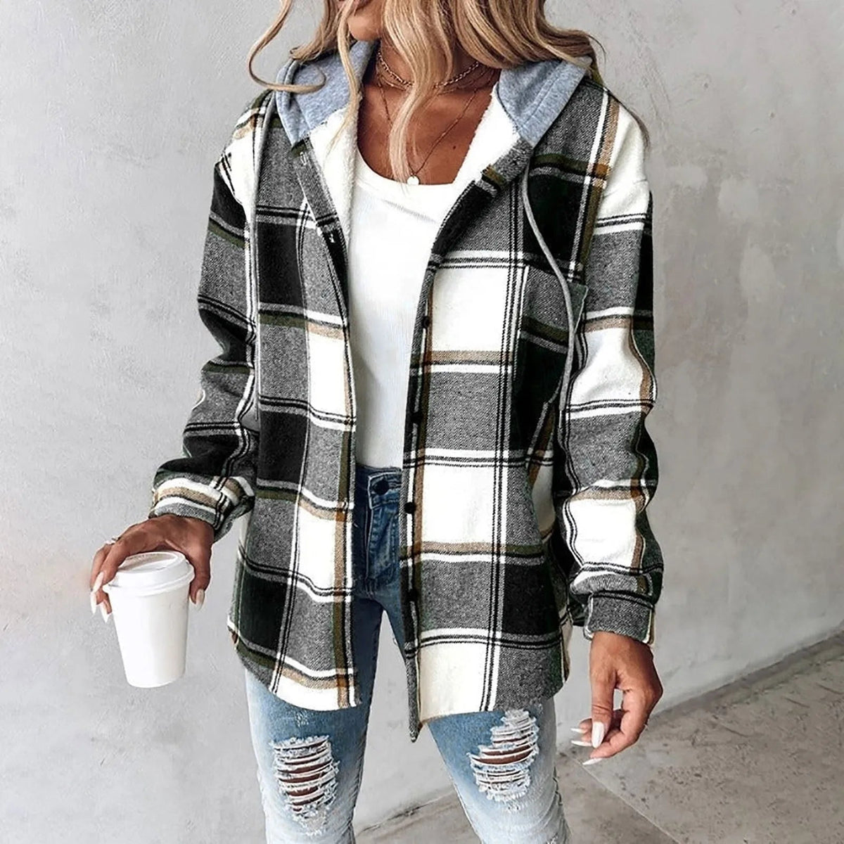 Annika Plaid Hoodie Jacket