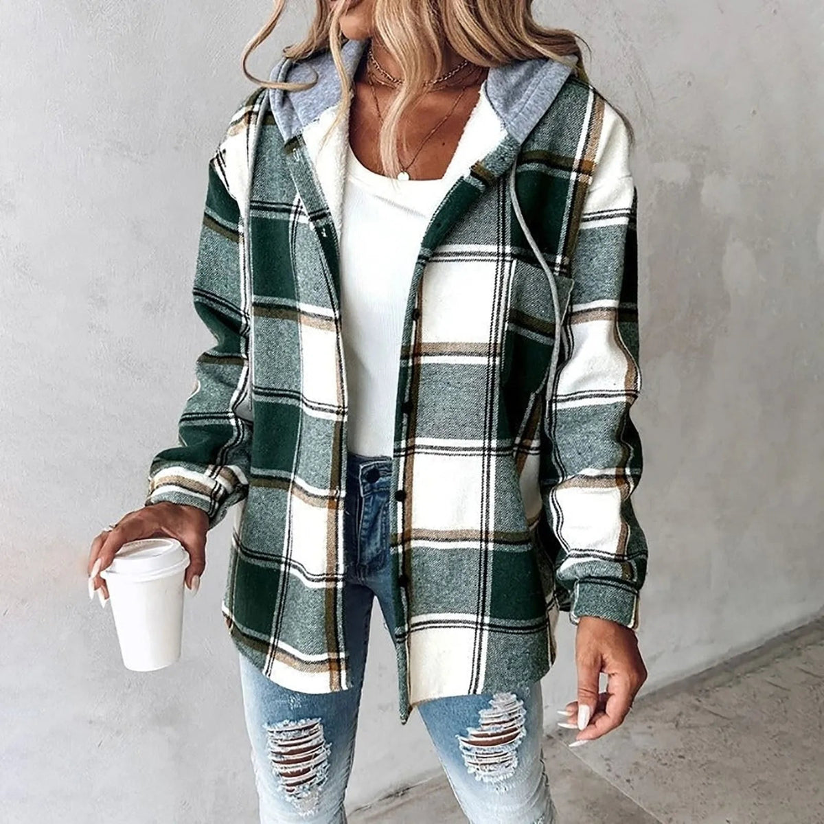 Annika Plaid Hoodie Jacket