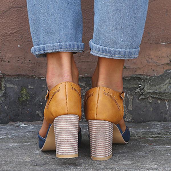 Lara Vintage T-Strap Block Heel Pumps