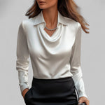 Theresa Waterfall Neckline Satin Blouse