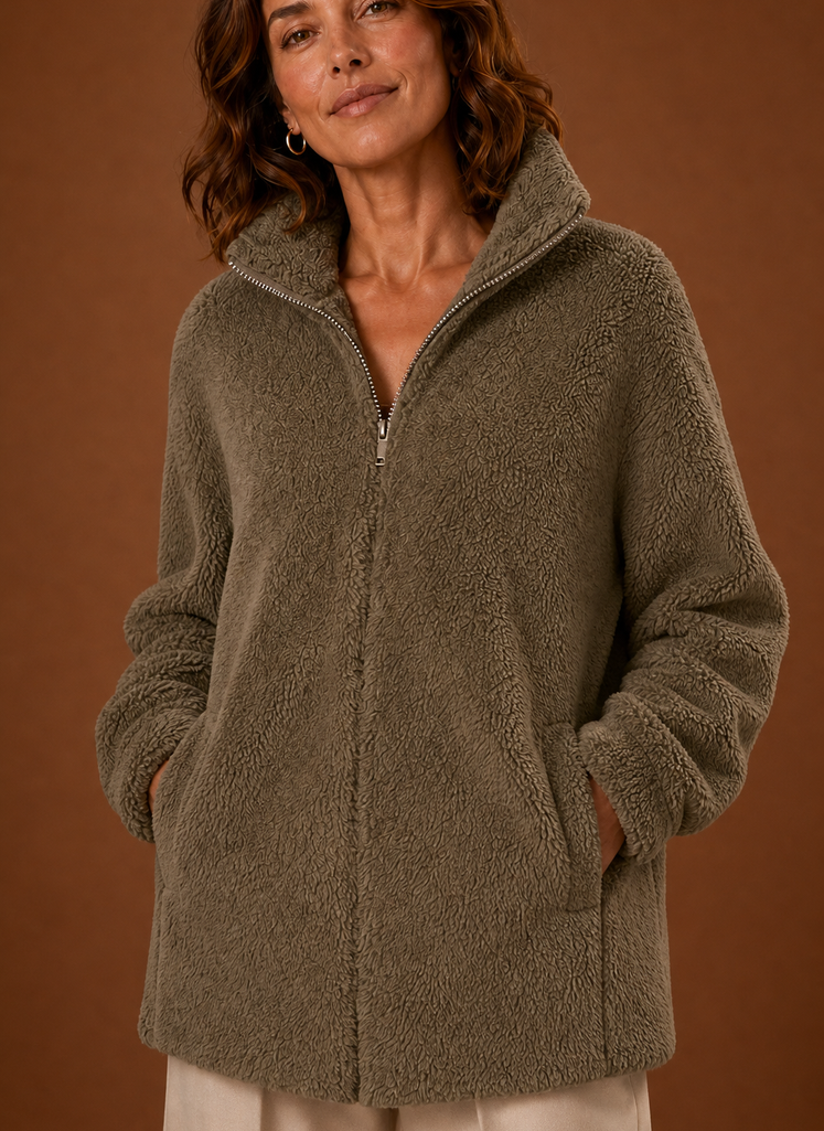 Women's Fleece Sherpa Zip Up Winter Jacket | Areleon