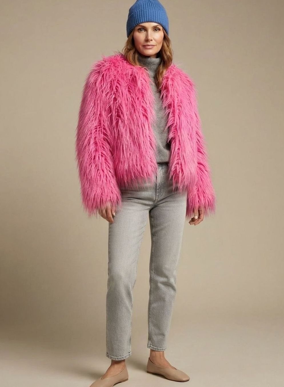 Mia Fluffy Faux Fur Short Coat