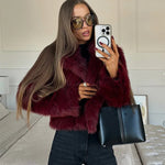 Mia Faux Fur V-Neck Cropped Jacket