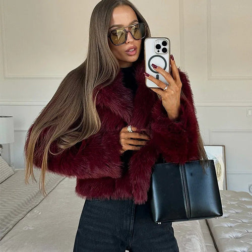 Mia Faux Fur V-Neck Cropped Jacket