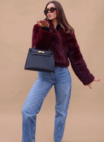 Elisabeth Faux Fur Fitted Cropped Coat